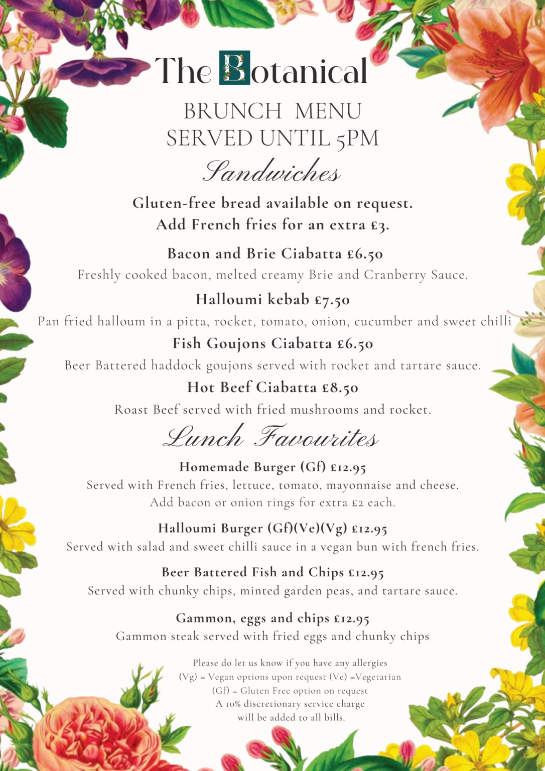 brunch Menu – The Botanical – Port Solent